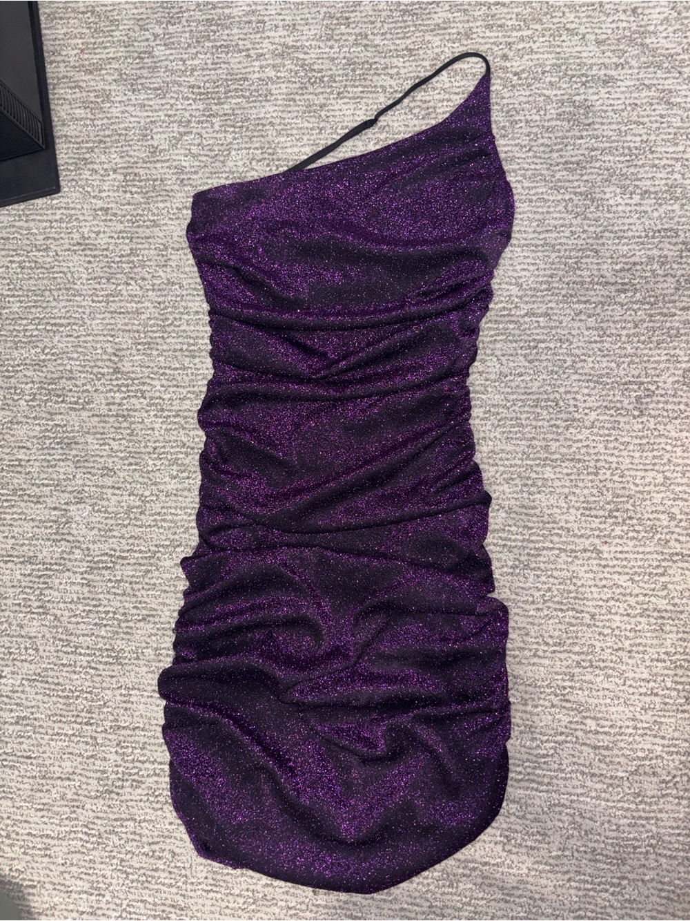 Lucy in the Sky Purple Shimmer Ruched Mini Skirt
